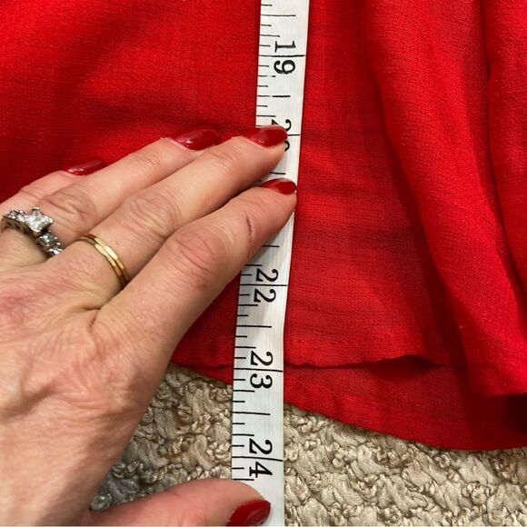 The Impeccable Pig Brand Red Tie Front Baby Doll Dress Size Large - Picture 12 of 13